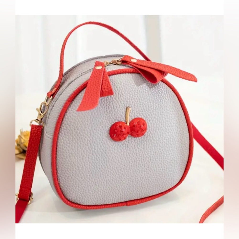 New Cherry Embellished Gray and Red Women's/Girl’s  Bag/Crossbody
